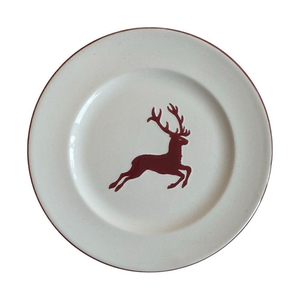 Bordeaux Wine Red Deer Gourmet Breakfast Plate 8 5/8” Gmundner Keramik Rare NWT